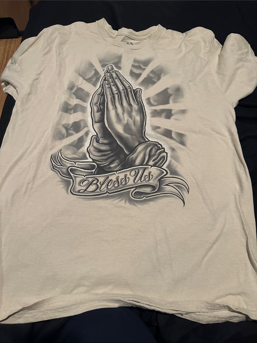 Bless Us Praying Hands Graphic Tee - White
